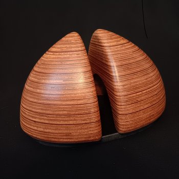 Laminated wood sculpture.