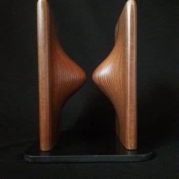 Laminated wood sculpture.