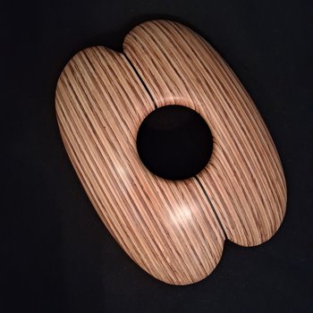 Laminated wood sculpture.