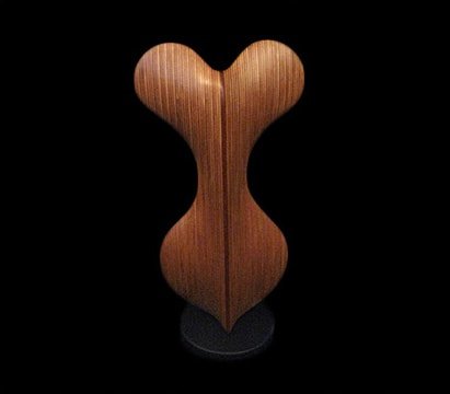 Laminated wood sculpture.