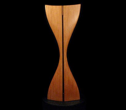 Laminated wood sculpture.