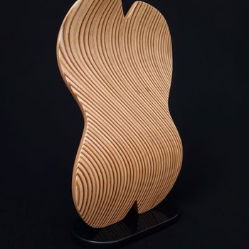 Laminated wood sculpture.