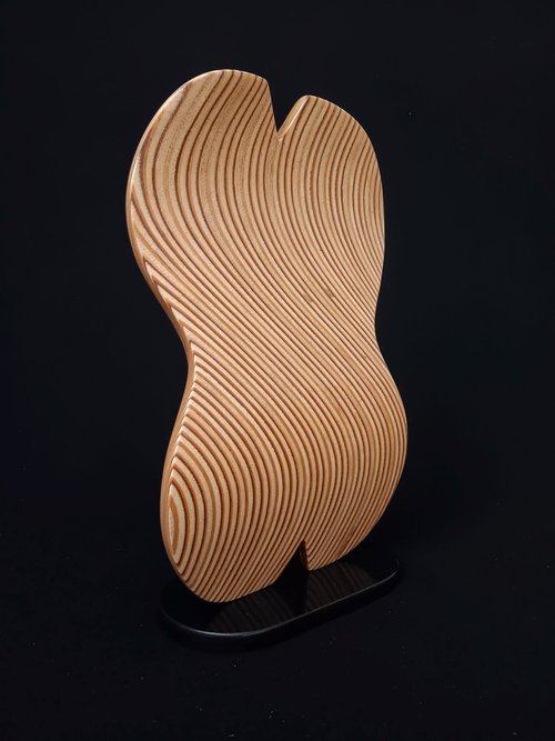 Laminated wood sculpture.
