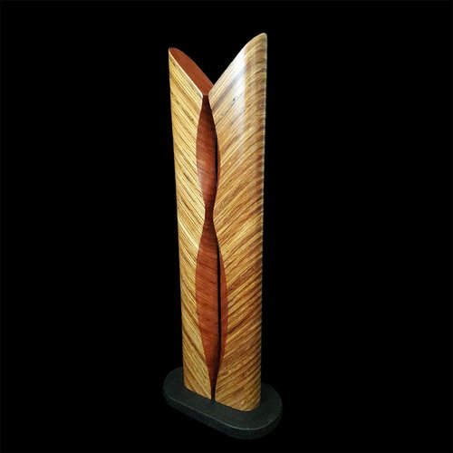 Laminated wood sculpture.