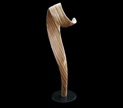 Laminated wood sculpture.