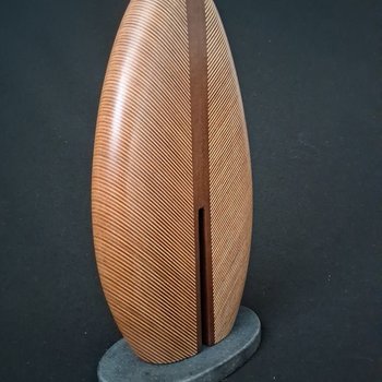 Laminated wood sculpture.