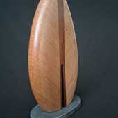 Laminated wood sculpture.