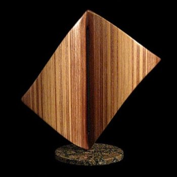 Laminated wood sculpture.