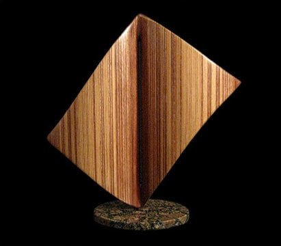 Laminated wood sculpture.