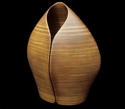 Laminated wood sculpture.