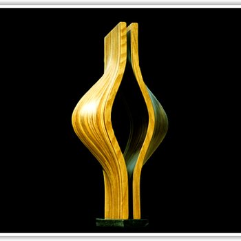 Laminated wood sculpture.