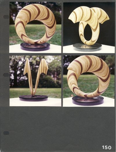 Laminated wood sculpture.