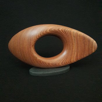 Laminated wood sculpture.