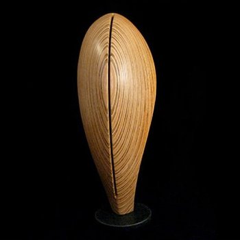 Laminated wood sculpture.