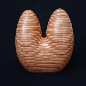 Laminated wood sculpture.