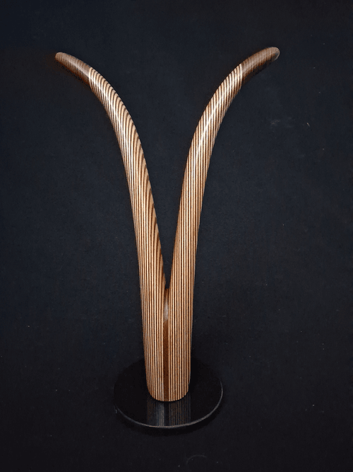 Laminated wood sculpture.