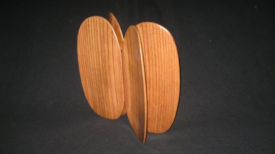 Laminated wood sculpture.