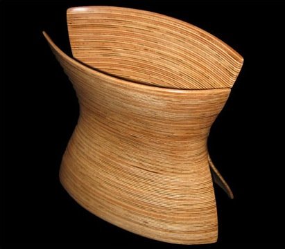 Laminated wood sculpture.
