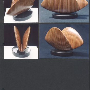 Laminated wood sculpture.