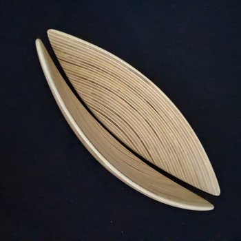 Laminated wood sculpture.