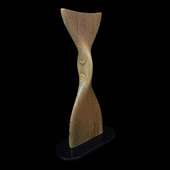 Laminated wood sculpture.