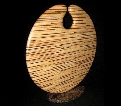 Laminated wood sculpture.