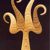 Laminated wood sculpture.