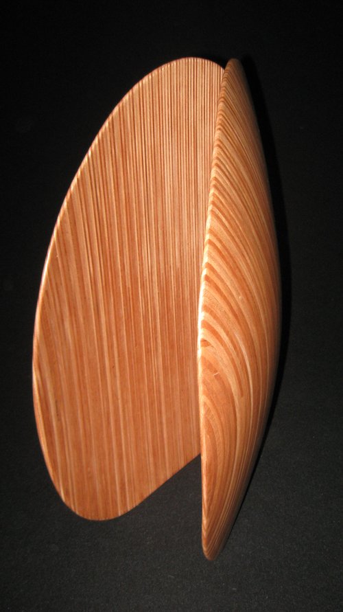 Laminated wood sculpture.