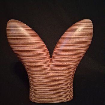 Laminated wood sculpture.