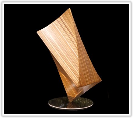 Laminated wood sculpture.