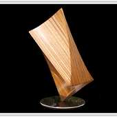 Laminated wood sculpture.