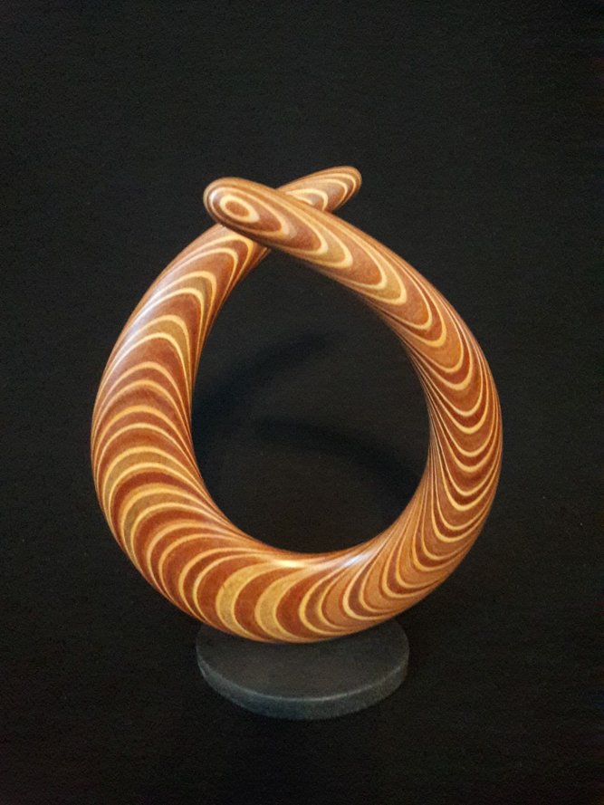 Laminated wood sculpture.