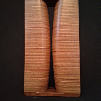 Laminated wood sculpture.