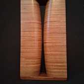 Laminated wood sculpture.