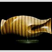 Laminated wood sculpture.