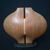 Laminated wood sculpture.