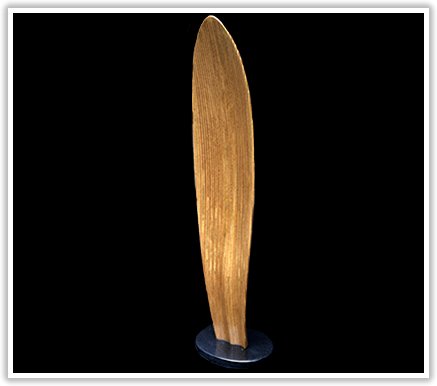 Laminated wood sculpture.