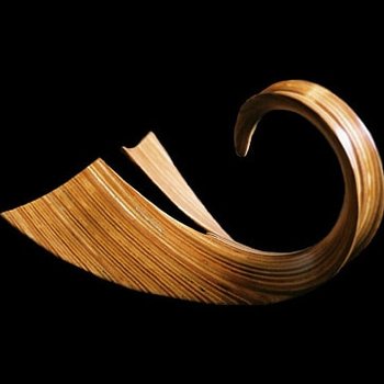 Laminated wood sculpture.