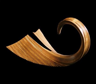 Laminated wood sculpture.