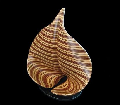 Laminated wood sculpture.