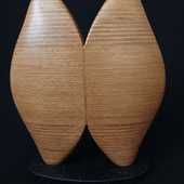 Laminated wood sculpture.
