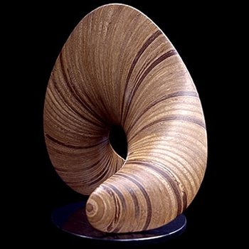 Laminated wood sculpture.