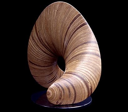 Laminated wood sculpture.