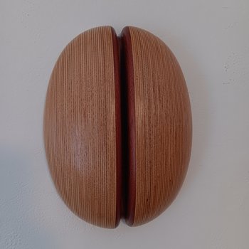 Laminated wood sculpture.