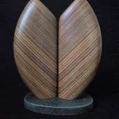 Laminated wood sculpture.