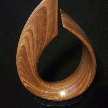 Laminated wood sculpture.