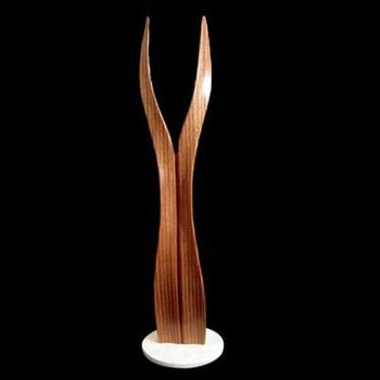 Laminated wood sculpture.