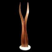 Laminated wood sculpture.