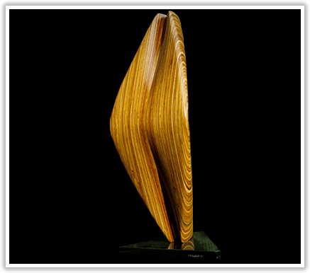 Laminated wood sculpture.