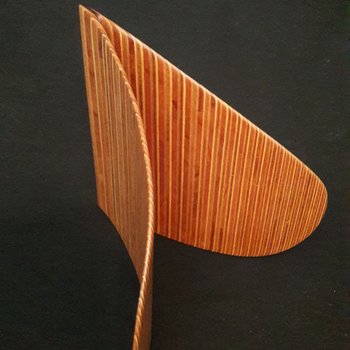 Laminated wood sculpture.